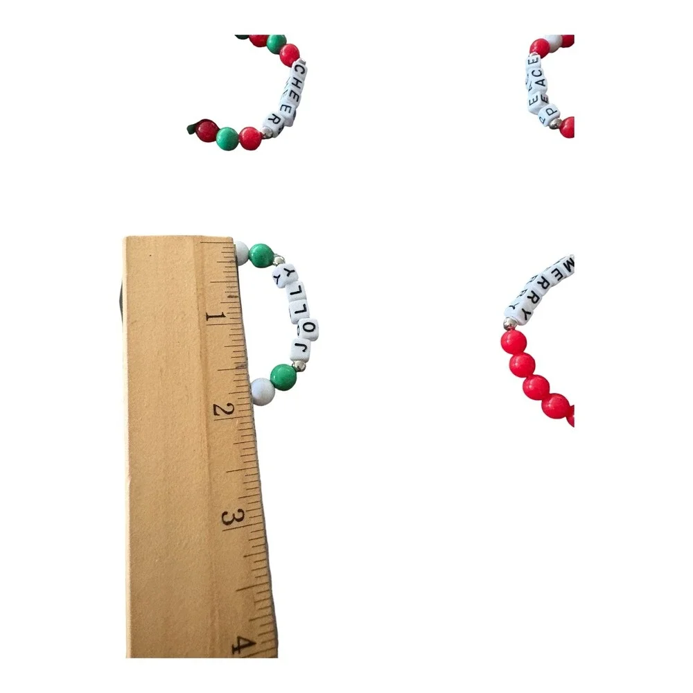 Paparazzi‎ Christmas Stretch Bracelet Set 5pc Red Green White Holiday Beads Kids